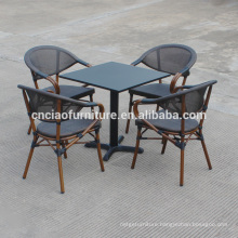 New design outdoor square iron table and alumium frame chairs